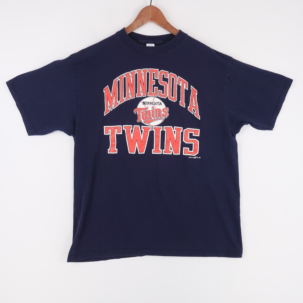 Vintage Minnesota Twins T Shirt XXL Navy Blue Graphic‎ Short Sleeve Logo 7 1996